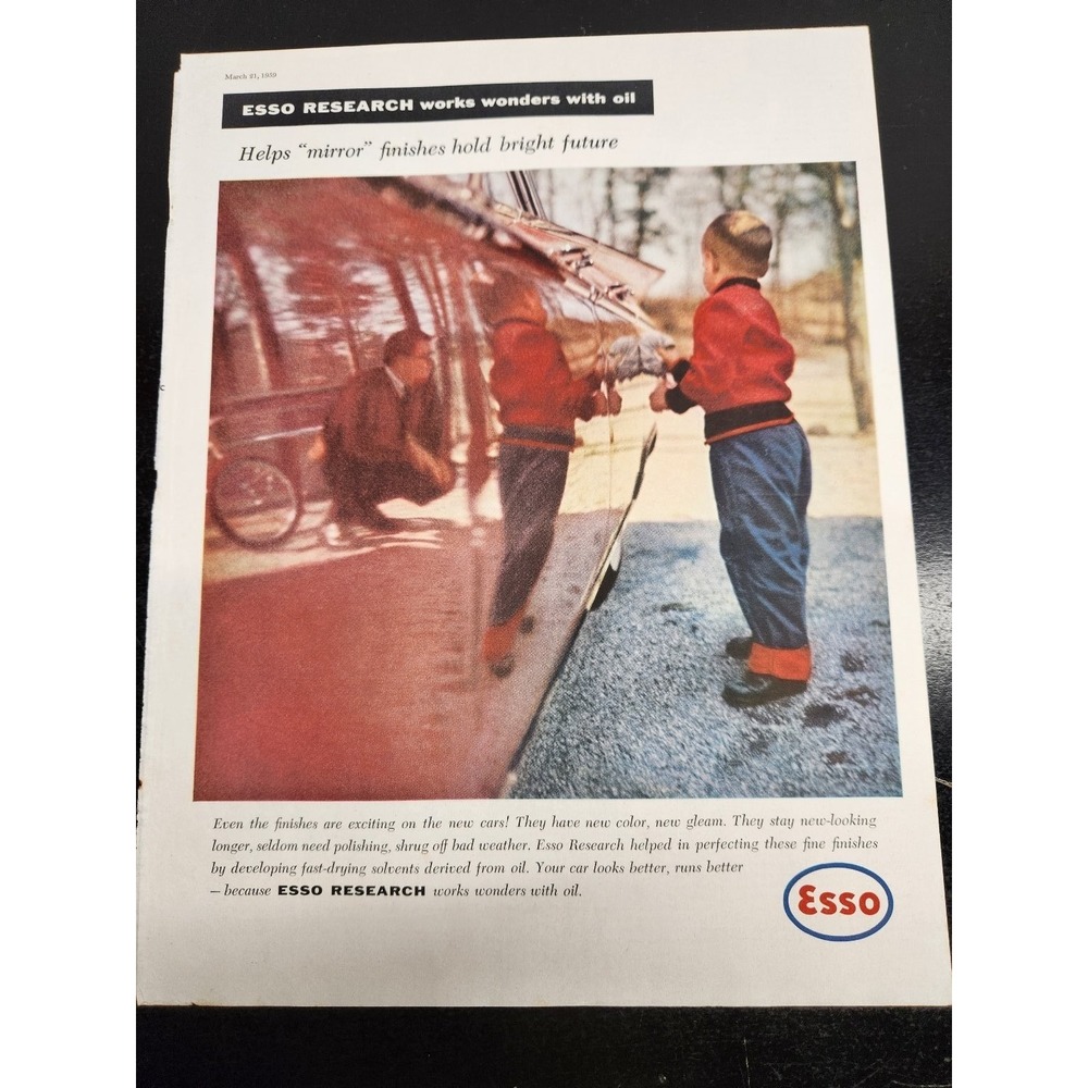 Vintage 1959 Esso Magazine Ad Car Finishes Esso Research Gas Oil Automobilia